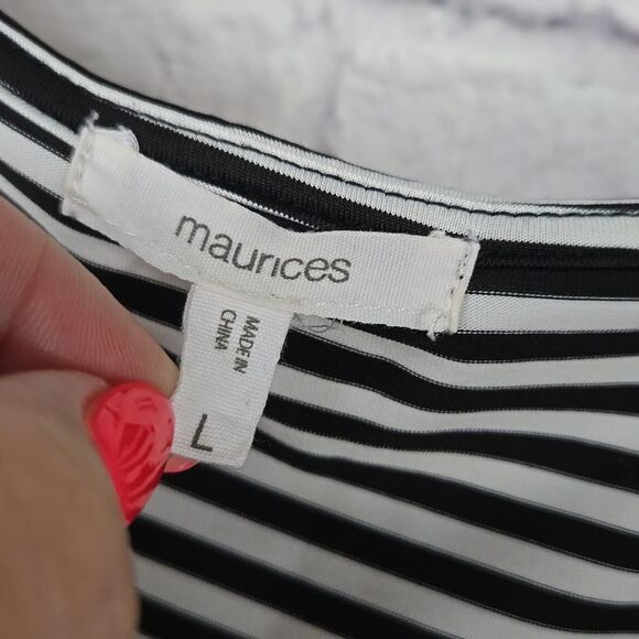 Maurices Striped T-shirt Dress Floral Embroidery Jersey Knit Shift A-Line Casual - Picture 5 of 13